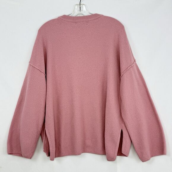 Lillusory Knit Sweater Womens Size XL Pink Henley Oversized - Picture 3 of 15